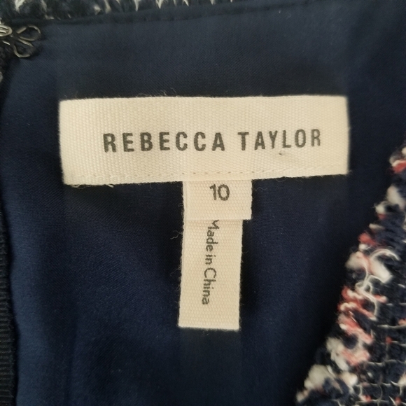 Rebecca Taylor Frayed Trimmed Tweed Fit & Flare Midi Dress Size 10 Preppy Office - Picture 13 of 16